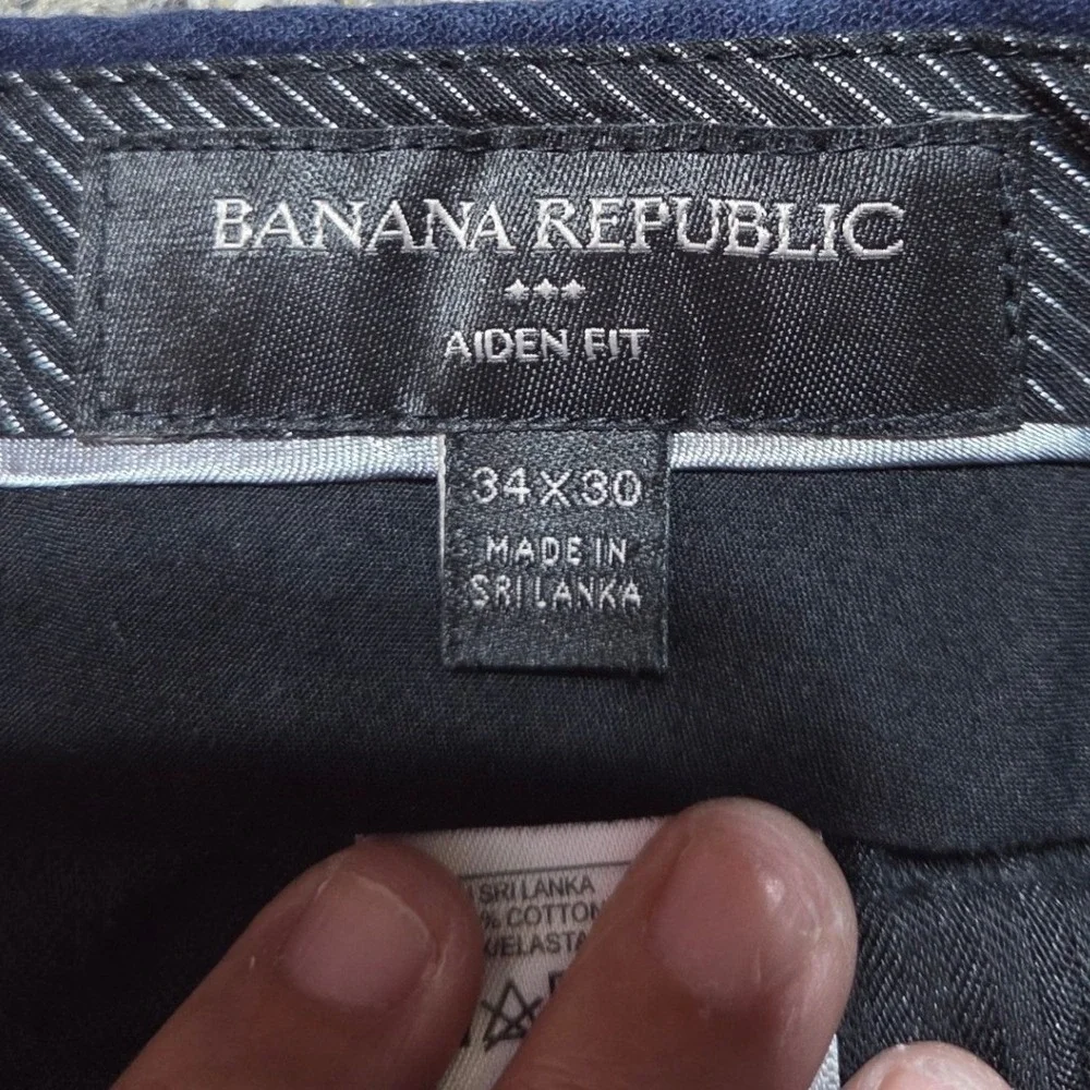 Banana Republic‎ Aiden Slim Fit Chinos Mens 34x30 Navy Blue Cotton Modal Stretch
